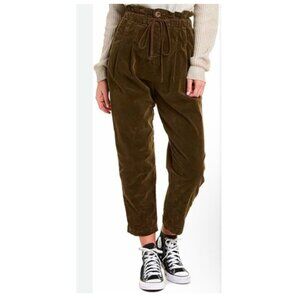 Free People Margate Pleated Paper Bag Waist Corduroy Trousers Women's Small